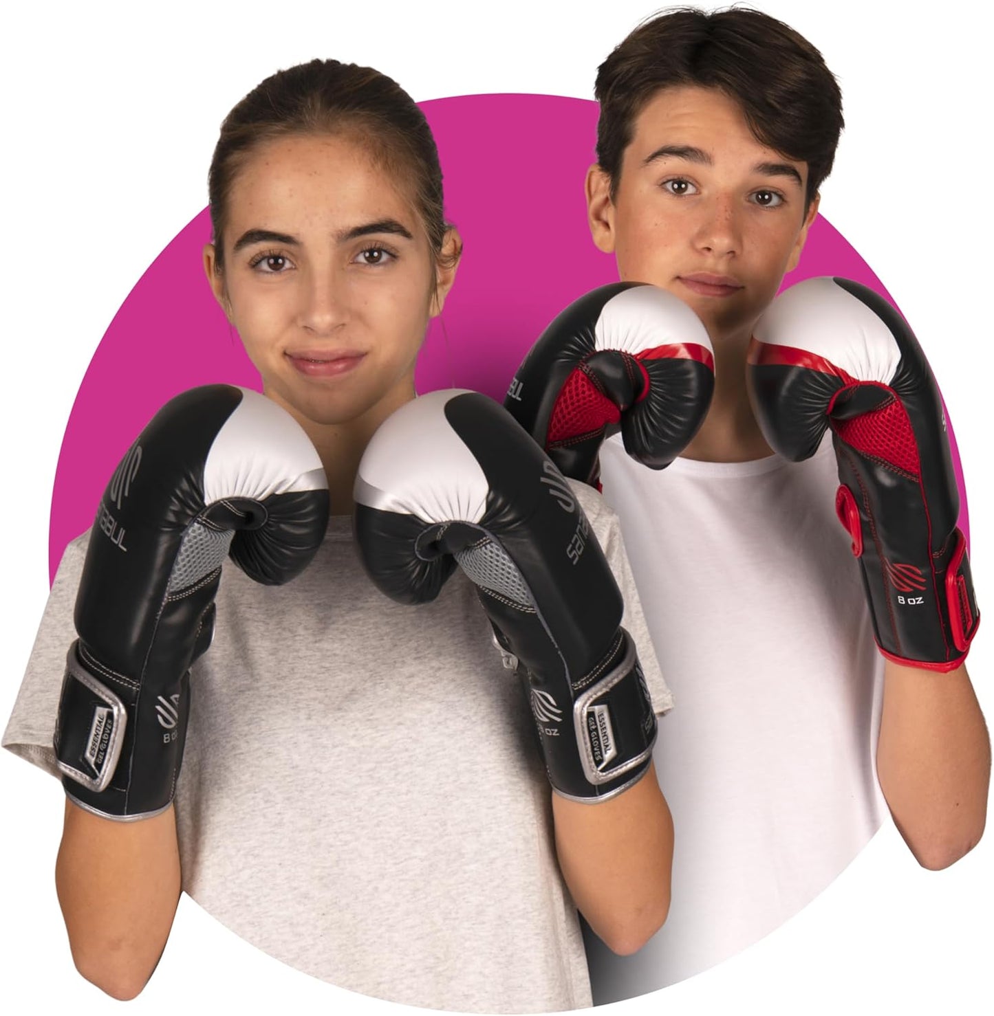 Essential Gel Boxing Gloves for Men & Women, Kickboxing MMA, Muay Thai Gloves and Heavy Bag Training Punching & Sparring