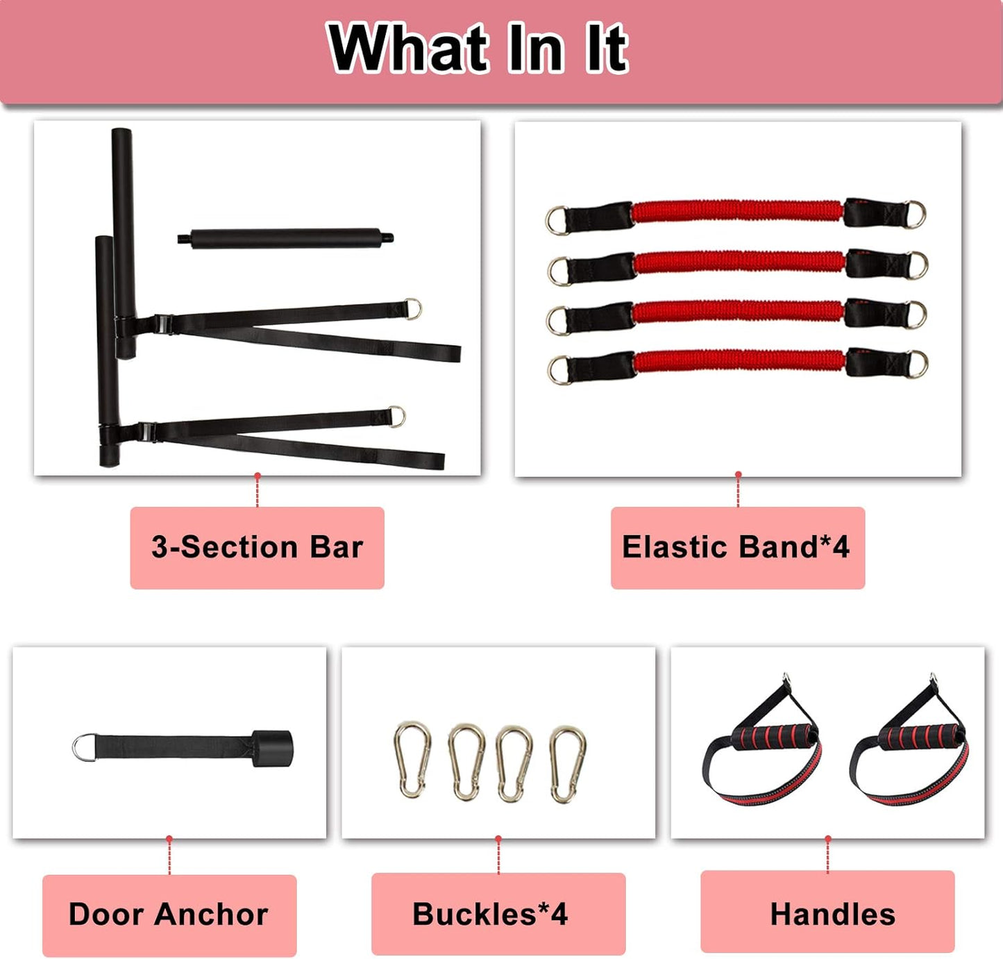 Portable Pilates Bar Kit with Resistance Bands, Portable Stick Bar Strength Training Set Home Gym Workout Equipment