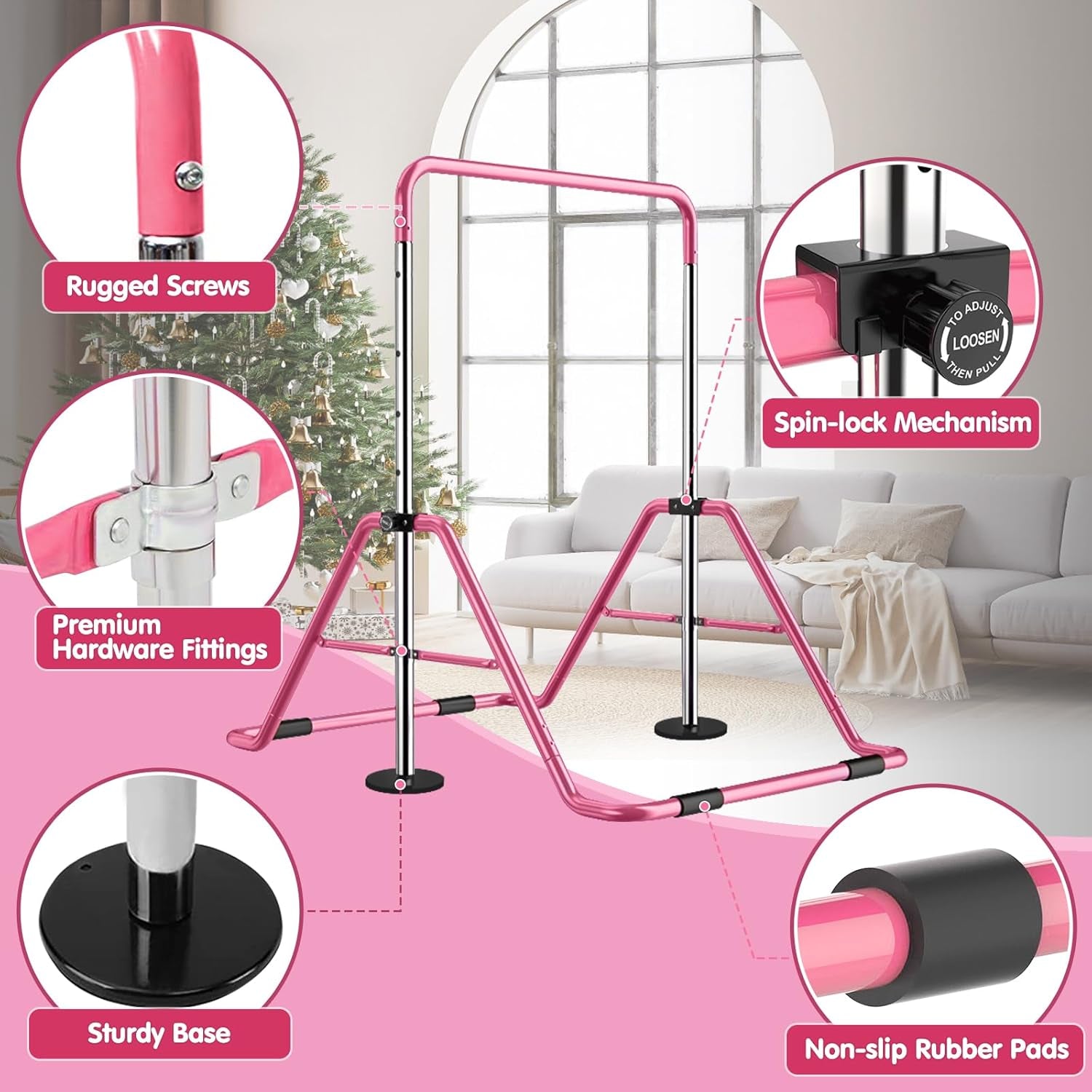 Gymnastics Bars Kids Kip Training Bars for Home, Folding Horizontal Bars with Adjustable Height, Practice Bar Gymnastic for Kid, Child, Girls, Boys